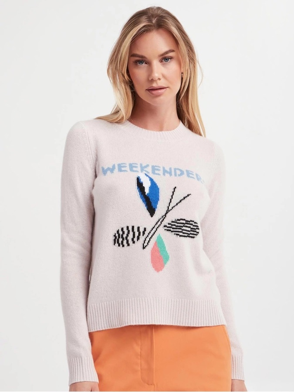 Weekend Max Mara Cashmere Butterfly Graphic Weekenders Cream Sweater EUC Size S
